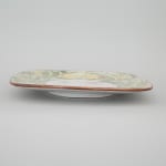 Aldermaston Pottery, An Aldermaston Pottery square plate with a reed design, 1979