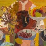 David McClure, Still life with Fruit and Guitar Player, 1958