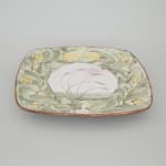 Aldermaston Pottery, An Aldermaston Pottery square plate with a reed design, 1979
