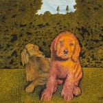 James Lloyd, Two Dogs in a Field, 1960s circa
