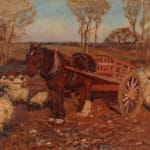 Alfred Munnings, Horse and Tumbril with Sheep, 1903