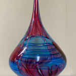 Bob Crooks, Spinning Top vase - ruby & aqua