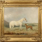 James Cassie RSA, White pony & a greyhound in a landscape