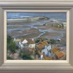 David Curtis ROI, RSMA, High viewpoint over Staithes harbour