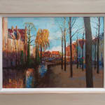 Alan Thompson, Venice,ochre building with green shutters SOLD
