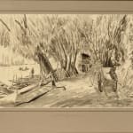 Karl Hagedorn RBA RSMA NS NEAC, Thames rowing boats under repair 1939