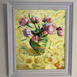 Alex Brown, Peonies, yellow table cloth II SOLD