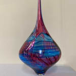 Bob Crooks, Spinning Top vase - ruby & aqua