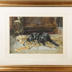 Lionel Dalhousie Robertson Edwards, RI R Cam A, Black Retriever on a tiger rug