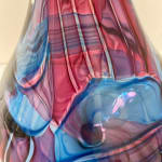 Bob Crooks, Spinning Top vase - ruby & aqua