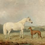 James Cassie RSA, White pony & a greyhound in a landscape