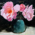 Martin Brooks RP, Pink roses in green vase