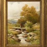 John Bates Noel, Landscape with figure on a bridge & dog