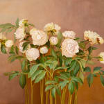 Jo Barrett, Still Life with Garden Roses and Stoneware Pot