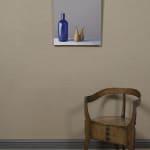 Jo Barrett, Still Life with Blue Glass Bottle and Pears
