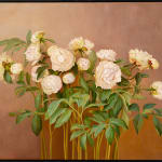 Jo Barrett, Still Life with Garden Roses and Stoneware Pot