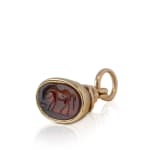 Greek, A Hellenistic carnelian intaglio of horse set in an antique gold fob, circa 1st century BC