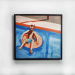 Framed view of Alex Slattery's oil on linen painting 'Float', available to view in the kellilundberg.art stockroom.