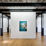 Installation view of Elena Zhao's oil on canvas painting 'Budget Pompadour' as featured in kellilundberg.art's inaugural exhibition 'Maiden Voyage'.
