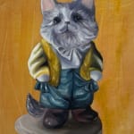 Grace Murphy's oil on board painting 'Clothed Cat', as featured in the kellilundberg.art inaugural exhibition 'Maiden Voyage'.