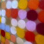 Close up detail of Matthew Johnson's abstract oil on canvas painting 'Composition (Red)'.