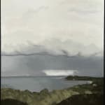 Framed view of Neil William's oil on linen painting 'Occasional Rain', as featured in his solo exhibition 'Distance' at kellilundberg.art.