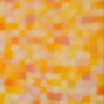 Matthew Johnson’s abstract oil on canvas painting ‘ Sun Florescence’, available to view in the kellilundber.art stockroom.