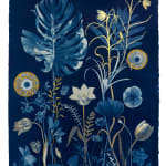 Julia Whitney Barnes, Cyanotype Painting (Roses, Snowdrops, Pollinators, etc.), 2021