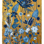 Julia Whitney Barnes, Cyanotype Painting (Roses, Snowdrops, Pollinators, etc.), 2021
