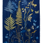 Julia Whitney Barnes, Cyanotype Painting (Roses, Snowdrops, Pollinators, etc.), 2021