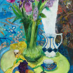 Ann Oram, A bunch of Tulips on Pink and Blue, 2025