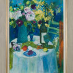 Ann Oram, A bunch of Tulips on Pink and Blue, 2025