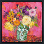 Ann Oram, Garden Flowers on a Pink Ground, 2023