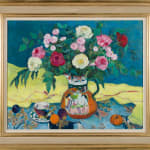 Ann Oram, A bunch of Tulips on Pink and Blue, 2025