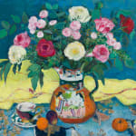 Ann Oram, A bunch of Tulips on Pink and Blue, 2025