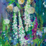 Ann Oram, A bunch of Tulips on Pink and Blue, 2025