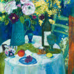 Ann Oram, A bunch of Tulips on Pink and Blue, 2025