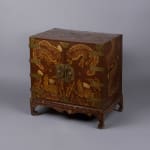 Unknown, Korean Empire (1897–1915), Red Lacquer Safe Cabinet Inlaid with Mother-of-Pearl , Shagreen and Brass Wire, Late 19th - early...