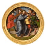 Christ carrying the cross: a medallion from a lost painting of Our Lady of the Rosary, executed in Brussels c. 1500 by the Master of the Orsoy Altarpiece, important artist from the workshop of Colijn de Coter