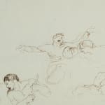 Ink sketch of multiple expressive figures in dynamic poses by Jean-Pierre Saint-Ours.