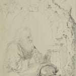 Sketch of an Hermite praying, with a bbook, by Arbraham Bouvier.