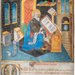 Beautiful medieval french miniature painting from an illuminated manuscript
