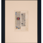 Saint Cahterine of Alexandria, illuminated initial in gold, from a Breviary made in Tours, France