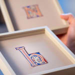 Colorful illuminated iniaitls E, H and N from an Atlantic Bible realized in Tuscany c. 1175.