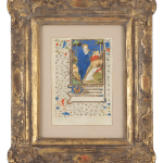 The Rohan Master: one illuminated miniature painting, from a medieval Book of Hours, depicting the Flight into Egypt. Framed