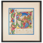 One large and shinning framed illumianted miniature from a large antiphonary realized in Italy, Venice, c. 1467-1470 for the church of San Giorgio Maggiore. The artwork depicts the Noli me Tangere: the Christ appears to Mary Magdalena, who tries to touch him.