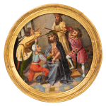 Mocking and crowning with thorns of Christ: a medallion from a lost painting of Our Lady of the Rosary, executed in Brussels c. 1500 by the Master of the Orsoy Altarpiece, important artist from the workshop of Colijn de Coter