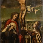 A panel painting from the 16th century depicting the Crucifixion