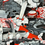 Tae Hwang, First Strike, oil on canvas, 52 x 130 in
