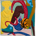 Michael C. Thorpe, Ha Ha Mix Up, fabric, batting, thread and crayon, 27.75 x 27 in